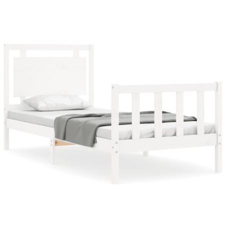 vidaXL Giroletto con Testiera Bianco Small Single Legno Massello