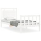 vidaXL Giroletto con Testiera Bianco Small Single Legno Massello vidaXL Giroletto con Testiera Bianco Small Single Legno Massello