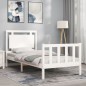 vidaXL Giroletto con Testiera Bianco Small Single Legno Massello vidaXL Giroletto con Testiera Bianco Small Single Legno Massello