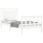 vidaXL Giroletto con Testiera Bianco Small Single Legno Massello vidaXL Giroletto con Testiera Bianco Small Single Legno Massello