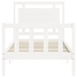 vidaXL Giroletto con Testiera Bianco Small Single Legno Massello vidaXL Giroletto con Testiera Bianco Small Single Legno Massello