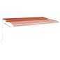 vidaXL Tenda Retrattile Manuale con LED 600x300 cm Arancione e Marrone vidaXL Tenda Retrattile Manuale con LED 600x300 cm Arancione e Marrone