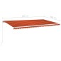 vidaXL Tenda Retrattile Manuale con LED 600x300 cm Arancione e Marrone vidaXL Tenda Retrattile Manuale con LED 600x300 cm Arancione e Marrone