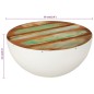 vidaXL Tavolino a Ciotola Bianco Ø50x24 cm Legno Massello di Recupero vidaXL Tavolino a Ciotola Bianco Ø50x24 cm Legno Massello di Recupero
