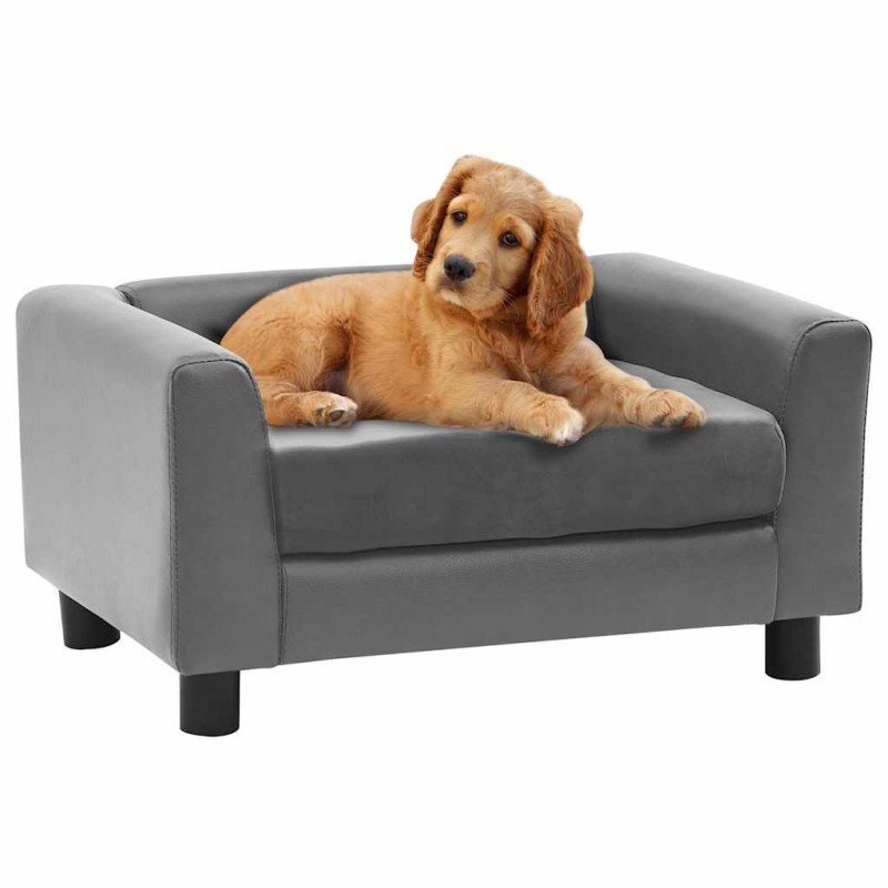 vidaXL Divano per Cani Grigio 60x43x30 cm in Peluche e Similpelle vidaXL Divano per Cani Grigio 60x43x30 cm in Peluche e Similpelle