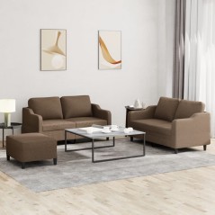 vidaXL Set di Divani 3 pz con Cuscini Marrone in Tessuto