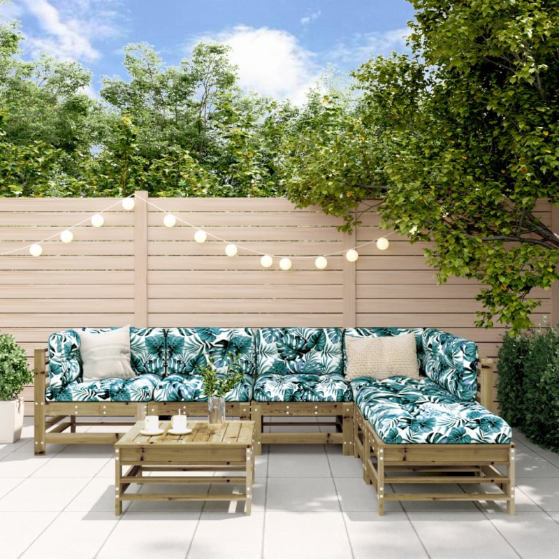 vidaXL Set Salotto da Giardino 7 pz in Legno Impregnato di Pino vidaXL Set Salotto da Giardino 7 pz in Legno Impregnato di Pino