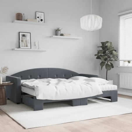 vidaXL Divano Letto Estraibile Materassi Grigio Scuro 80x200cm Velluto