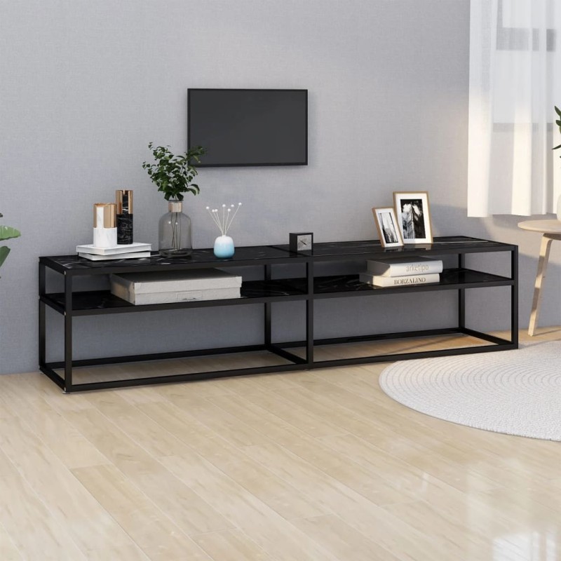 vidaXL Mobile Porta TV Marmo Nero 180x40x40,5 cm in Vetro Temperato vidaXL Mobile Porta TV Marmo Nero 180x40x40,5 cm in Vetro Temperato