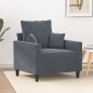 vidaXL Poltrona Grigio Scuro 60 cm Velluto vidaXL Poltrona Grigio Scuro 60 cm Velluto