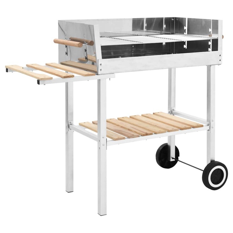 vidaXL Griglia per Barbecue a Carrello XXL Acciaio Inox con 2 Ripiani vidaXL Griglia per Barbecue a Carrello XXL Acciaio Inox con 2 Ripiani