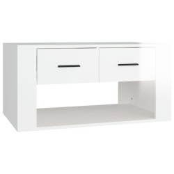 Tavolino da Salotto Bianco Lucido 80x50x40 cm Legno Multistrato
