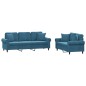 vidaXL Set di Divani 2 pz con Cuscini Blu in Velluto vidaXL Set di Divani 2 pz con Cuscini Blu in Velluto
