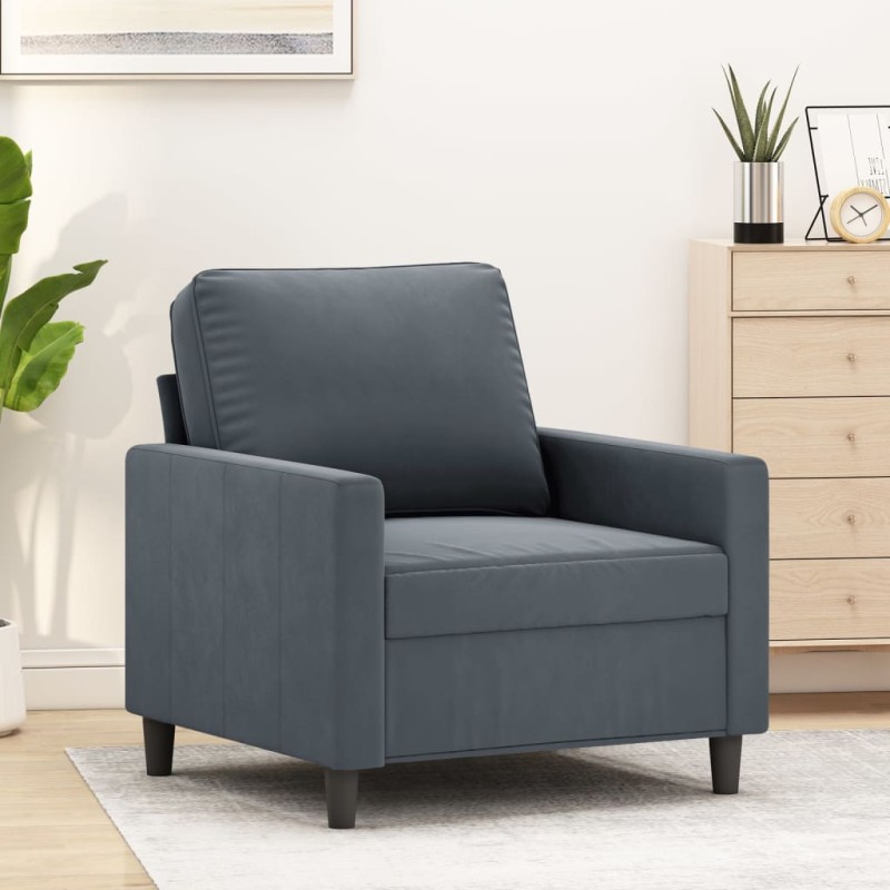 vidaXL Poltrona Grigio Scuro 60 cm Velluto