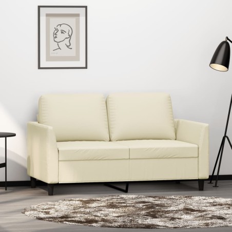 vidaXL Divano a 2 Posti Crema 120 cm in Similpelle
