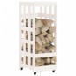 vidaXL Portalegna con Ruote Bianco 40x49x110 cm Legno Massello di Pino