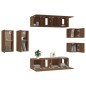 Set Mobili Porta TV 8pz Rovere Marrone in Legno Multistrato Set Mobili Porta TV 8pz Rovere Marrone in Legno Multistrato