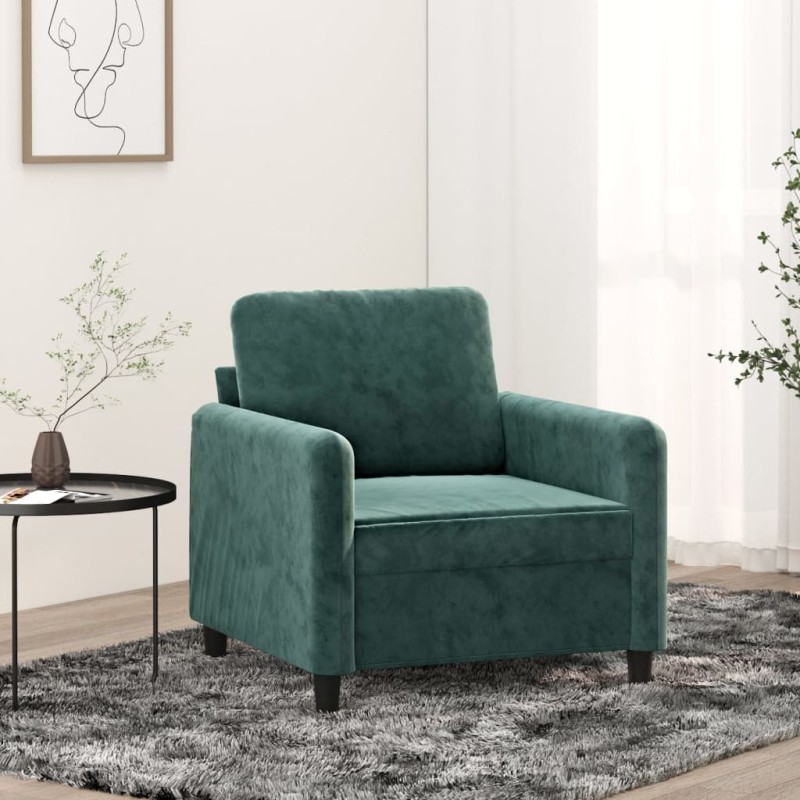 vidaXL Poltrona Verde Scuro 60 cm Velluto vidaXL Poltrona Verde Scuro 60 cm Velluto