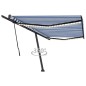 vidaXL Tenda da Sole Retrattile Manuale con LED 500x300cm Blu e Bianca vidaXL Tenda da Sole Retrattile Manuale con LED 500x300cm Blu e Bianca
