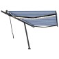 vidaXL Tenda da Sole Retrattile Manuale con LED 500x300cm Blu e Bianca vidaXL Tenda da Sole Retrattile Manuale con LED 500x300cm Blu e Bianca