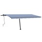 vidaXL Tenda da Sole Retrattile Manuale con LED 500x300cm Blu e Bianca vidaXL Tenda da Sole Retrattile Manuale con LED 500x300cm Blu e Bianca