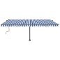 vidaXL Tenda da Sole Retrattile Manuale con LED 500x300cm Blu e Bianca vidaXL Tenda da Sole Retrattile Manuale con LED 500x300cm Blu e Bianca