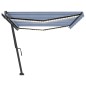 vidaXL Tenda da Sole Retrattile Manuale con LED 500x300cm Blu e Bianca vidaXL Tenda da Sole Retrattile Manuale con LED 500x300cm Blu e Bianca