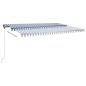 vidaXL Tenda da Sole Retrattile Manuale con LED 500x300cm Blu e Bianca vidaXL Tenda da Sole Retrattile Manuale con LED 500x300cm Blu e Bianca