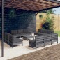 vidaXL Set Divani da Giardino 13 pz e Cuscini Antracite Legno di Pino
