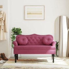 vidaXL Panca con Cuscini Roso Vino 120,5x65x75 cm in Velluto