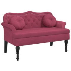 vidaXL Panca con Cuscini Roso Vino 120,5x65x75 cm in Velluto