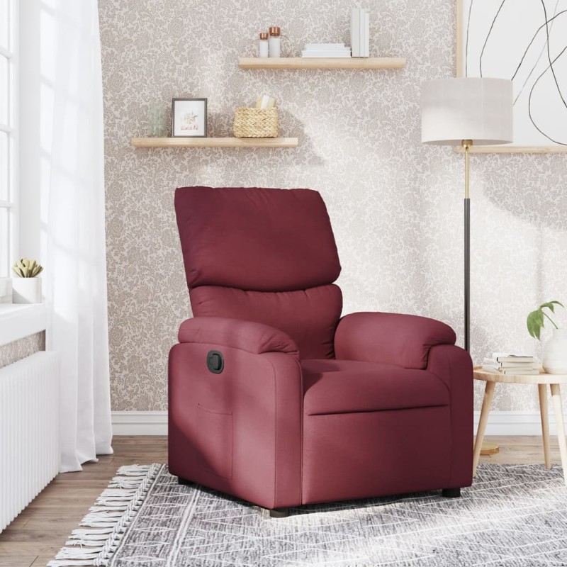 vidaXL Poltrona Reclinabile in Tessuto Rosso Vino