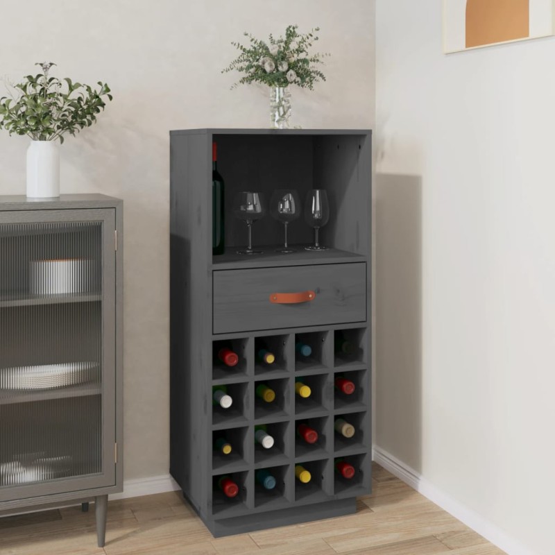 Portabottiglie Grigio 45x34x100 cm in Legno Massello di Pino Portabottiglie Grigio 45x34x100 cm in Legno Massello di Pino