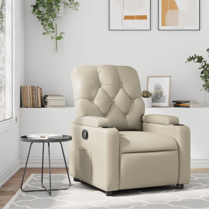 vidaXL Poltrona Reclinabile Crema in Similpelle