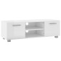 Mobile Porta TV Bianco Lucido 110x40x35 cm Legno Multistrato Mobile Porta TV Bianco Lucido 110x40x35 cm Legno Multistrato