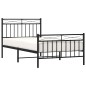 vidaXL Giroletto con Testiera e Pediera Metallo Nero 100x190 cm vidaXL Giroletto con Testiera e Pediera Metallo Nero 100x190 cm