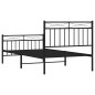 vidaXL Giroletto con Testiera e Pediera Metallo Nero 100x190 cm vidaXL Giroletto con Testiera e Pediera Metallo Nero 100x190 cm