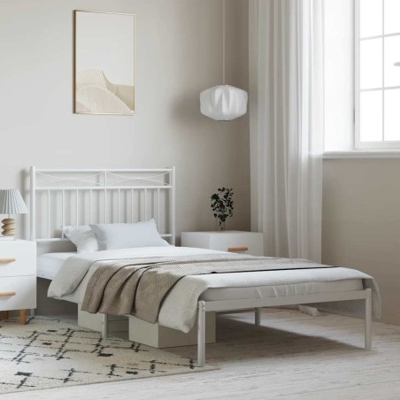 vidaXL Giroletto con Testiera Metallo Bianco 100x190 cm