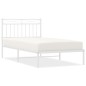 vidaXL Giroletto con Testiera Metallo Bianco 100x190 cm vidaXL Giroletto con Testiera Metallo Bianco 100x190 cm