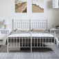 vidaXL Giroletto con Testiera e Pediera Metallo Bianco 135x190 cm vidaXL Giroletto con Testiera e Pediera Metallo Bianco 135x190 cm