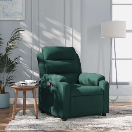 vidaXL Poltrona Reclinabile Verde Scuro in Velluto