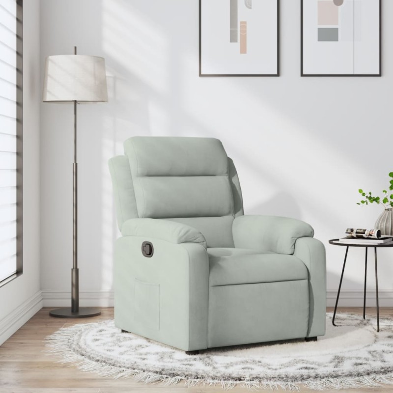vidaXL Poltrona Reclinabile Grigio Chiaro in Velluto