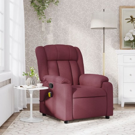 vidaXL Poltrona Massaggiante Reclinabile Rosso Vino in Tessuto