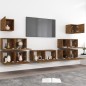 Set di Mobili Porta TV 7 pz Rovere Fumo in Legno Multistrato Set di Mobili Porta TV 7 pz Rovere Fumo in Legno Multistrato