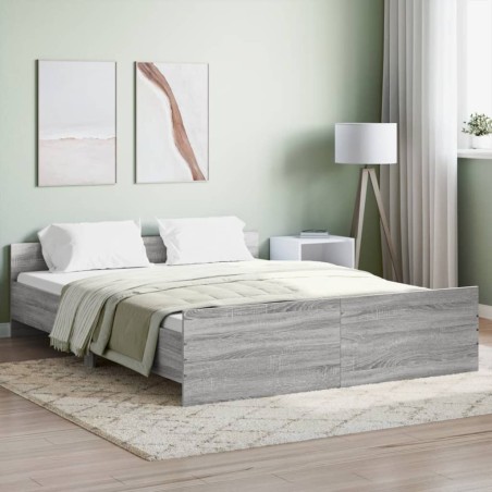 vidaXL Giroletto con Testiera e Pediera Grigio Sonoma 150x200 cm