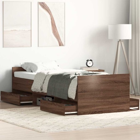 vidaXL Giroletto con Testiera e Pediera Rovere Marrone 75x190 cm