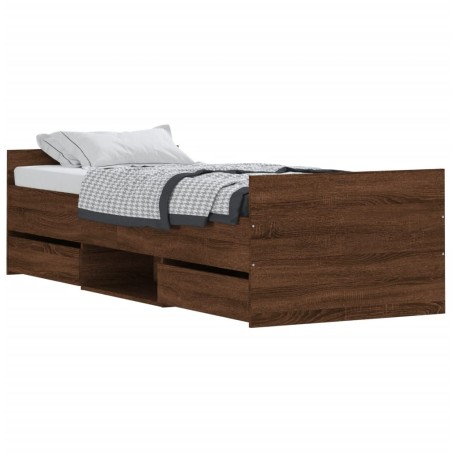 vidaXL Giroletto con Testiera e Pediera Rovere Marrone 75x190 cm