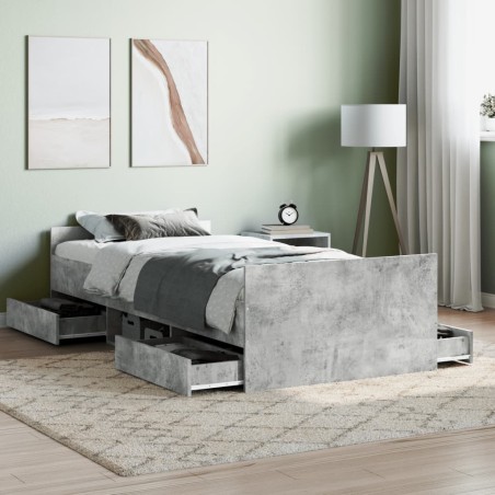 vidaXL Giroletto con Testiera e Pediera Grigio Cemento 100x200 cm