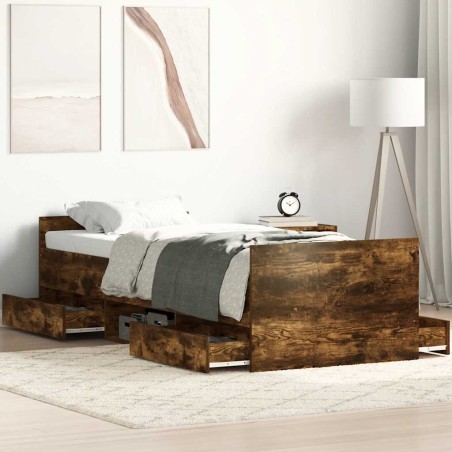 vidaXL Giroletto con Testiera e Pediera Rovere Fumo 100x200 cm