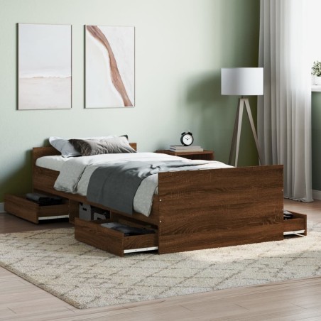 vidaXL Giroletto con Testiera e Pediera Rovere Marrone 90x190 cm